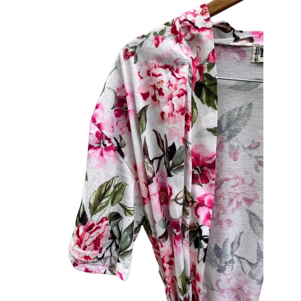 Show Me Your Mumu Brie Robe Floral Kimono Pink White OS Boho Bridal Lounge - Picture 8 of 13